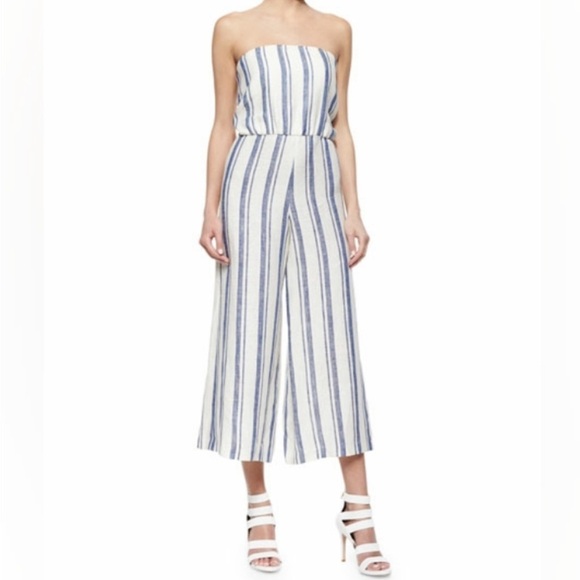 Alice + Olivia Lucie Strapless Wide-Leg Linen Jumpsuit Size 2 - Picture 1 of 11